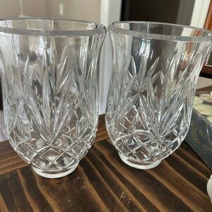 Vintage  lead crystal cut glass chimney hurricane lamp globe shade